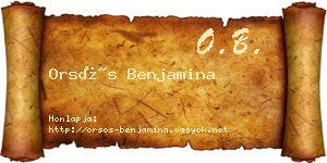 Orsós Benjamina névjegykártya